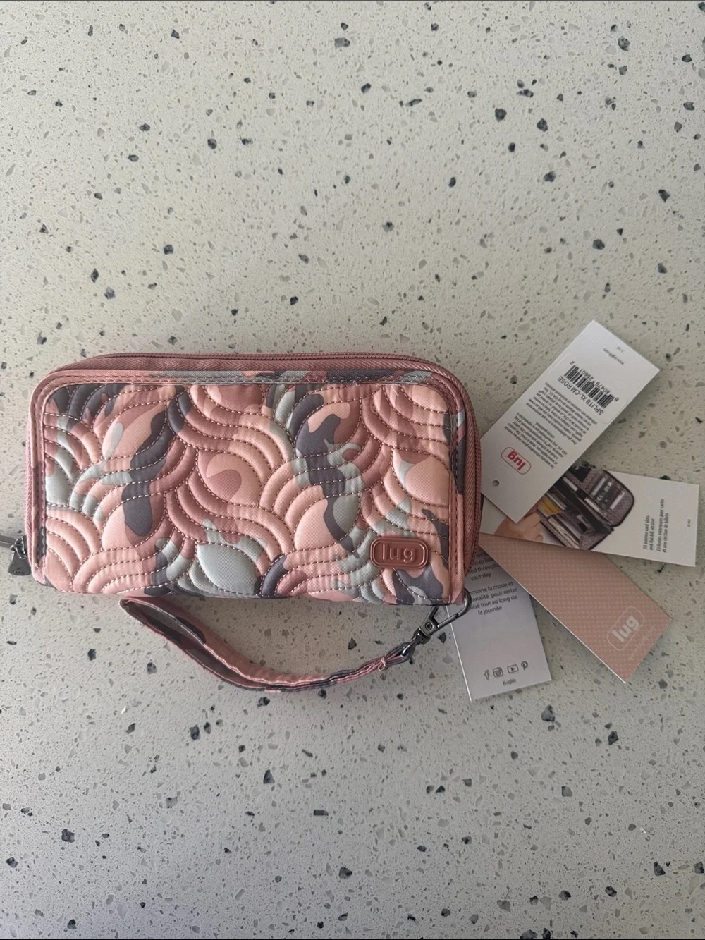Lug Splits XL Camo Rose Wristlet Wallet RFID Casual Travel Zip Closure NWT